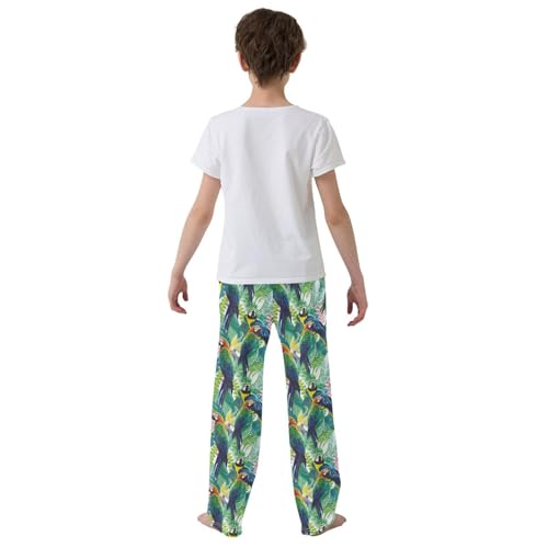 Tropical Parrot Boys Long Pants Soft Trousers Elastic Waist Kids Lounge Bottoms with Pockets S-XL3