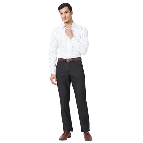 Image of Park Avenue Men's Regular Fit Polyviscose Blend Structure Pattern Flat Front Formal Trouser