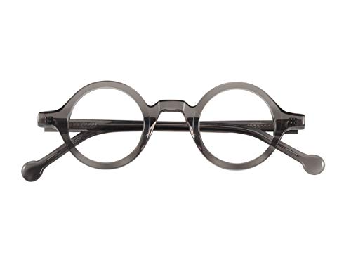 Agstum Handmade Acetate Small Round Optical Glasses Frame Spectacles Clear Lens (B002-Grey, Non-Prescription Clear Lens)