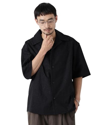 [ナノ・ユニバース] OtoNANO」 ×masoret総柄刺繍シャツ (セットアップ可) メンズ M 010 ブラック 668-6121222