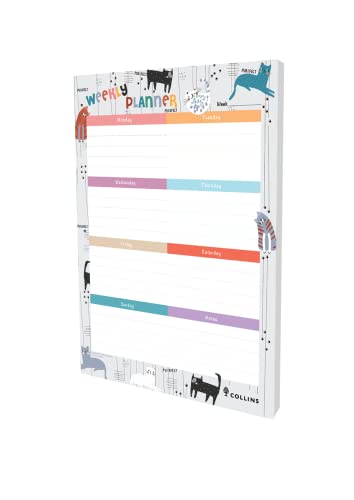 Collins Debden Maru Cat Design A4 Weekly Pad - 7 Day Planner Notepad 60 Sheets White Paper