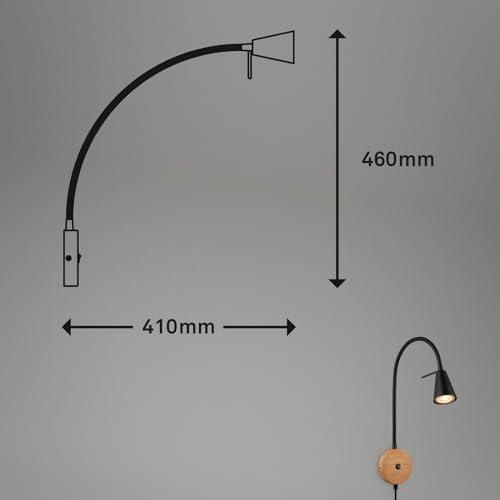 Lámpara de pared interior para leer en la cama aplique de madera negra con enchufe 8