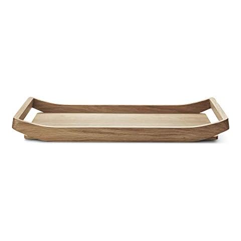 Georg Jensen Rectangular Tray in Brown with Ergonomic Handles - Scandinavian Design - Oak Wood Serving Tray by Aurélien Barbry Cover