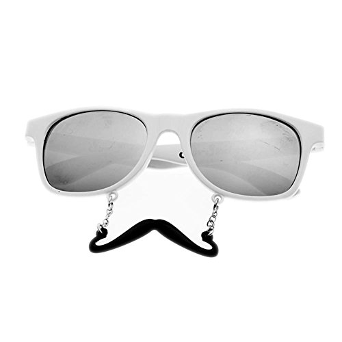 White Handlebar Mirrored Sun-Stache