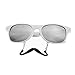 White Handlebar Mirrored Sun-Stache