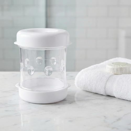 KKLMMMM 旅行用トラベルケース、透明収納容器、歯ブラシ・歯磨き粉・タオル用、換気設計、速乾性、防湿、衛生的、ホワイト