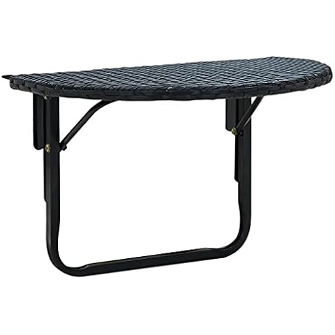 vidaXL Mesa Plegable Colgante de Poli Ratán Sintético Negro Cover