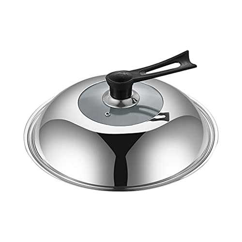 Tapa universal de acero inoxidable para wok, cubierta de sartén estable, a prueba de explosiones, tapa de sartén duradera, wok, 32 cm/34 cm/36 cm (tamaño: 32 cm)