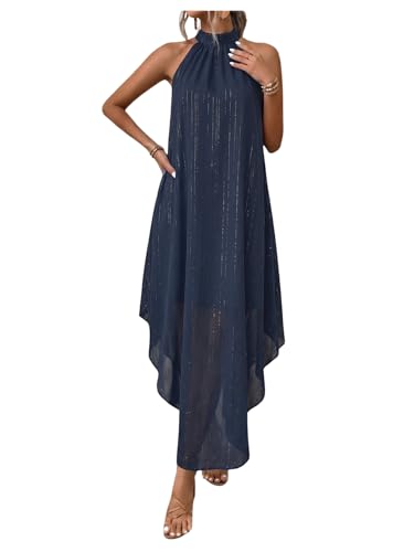 Image of Verdusa Women's Wedding Guest Dress Halter Flowy Chiffon Asymmetrical Long Summer Prom Dress