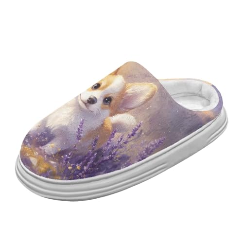 Jeiento Animal Slippers for Women Lady Lightweight Platform Slippers with Flannel Upper Warm Cozy Fuzzy House Slipper Bedroom Shoes