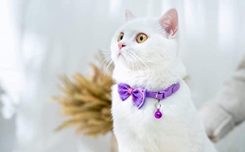 Image of KsPups Cat Collars I Color Full I with Bell and Bow I Small Dogs I Soft Adjustable I Collar Safe Solid and Protection I for Cats and Puppies Cute with Bow Design I Color May Vary Pack OF-1 I (CAT BOW TIE)