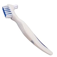 1 x weiße Prothesenbürste – leicht zu greifen, Kopf mit Doppelborsten