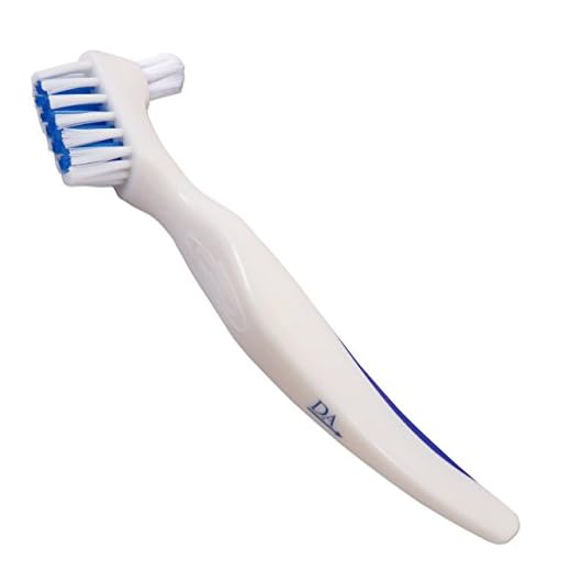 Cepillo para Dentadura ~ Mango de Fácil Agarre, Doble Cabeza de Cerdas (Blanco)