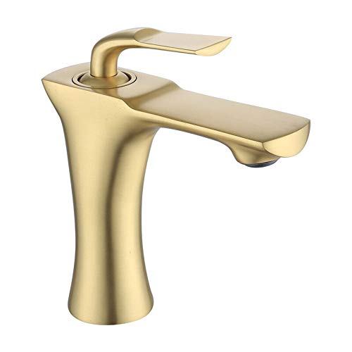 Robinet de lavabo or brossé au design élégant pour salle de bain moderne