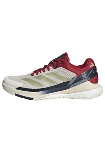adidas Women's Zapatilla de pádel Crazyquick Boost, Chalk White/Ice Gold Met. / Team Victory Red, 39 1/3