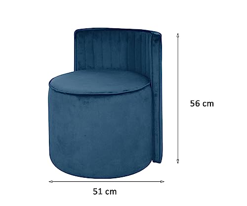 Image of Velvet OttomanPouffes for Sitting with Backrest | Puffy Stool for Living Room | Puffy Dressing Table Stool for Home Decor, Office (Blue)