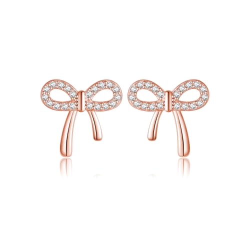 HHRFCS Pendientes de Plata de Ley 925 con Forma de Lazo para Mujeres y Adolescentes
