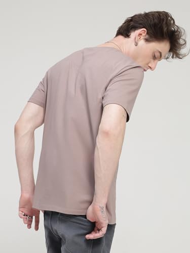 Image of TURMS Men's Casual Solid Round Neck T-Shirt, Odor Control, Stretchable & Breathable, Cotton Rich Fabric, Half Sleeve