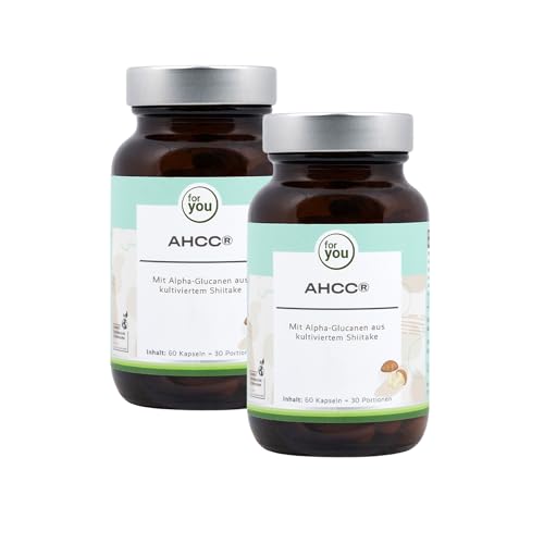for you AHCC Kapseln 2x 60 Stück kultivierter Extrakt aus Shiitake Pilz mit Alpha-Glucanen | 1.000 mg pro Tagesdosis | fermentierter Pilzextrakt | Nahrungsergänzungsmittel