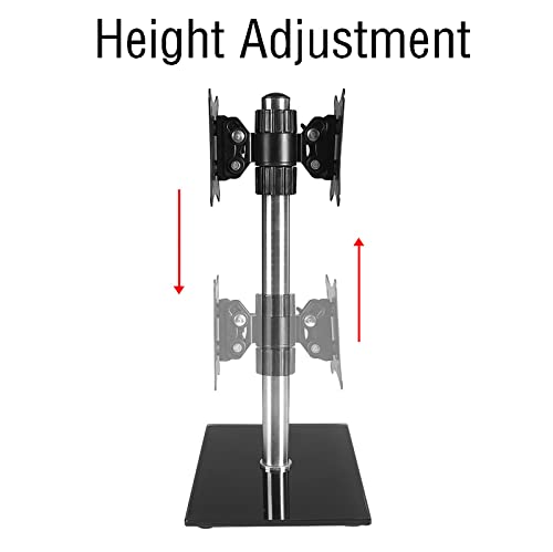 Support TV double écran 14-27" réglable en hauteur avec base verre - 7