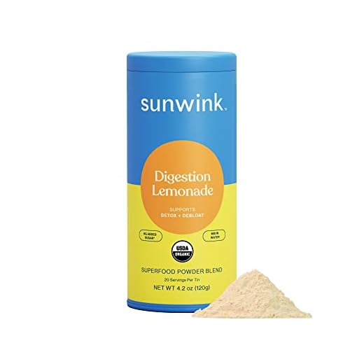 Sunwink Digestion Lemonade Powder - Organic Superfood Powder for Debloat & Gut Health - Plant-Based Support for Digestive Health with Amla Powder, Dandelion & Chicory Root Extract, 4.2oz (20 Servings)