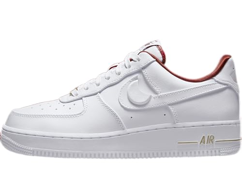 Nike Womens WMNS Air Force 1 Shoes, White/White-Team Red, 8.5 M US