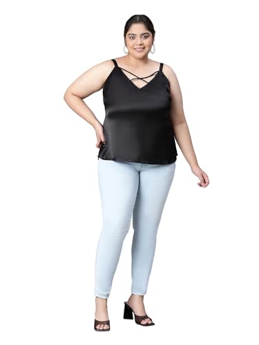 Image of oxolloxo Women Plus Size Round Neck Criss-Cross Back Shoulder Strap Top