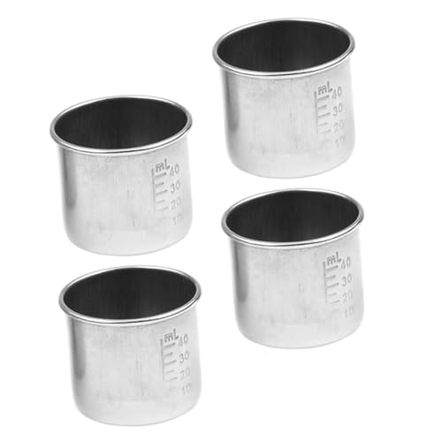Luxshiny Bicchiere Per Medicinali e Misurino Graduato in Acciaio 304 Da 40ml, Resistente Al Calore, Multifunzione Per Uso Domestico e Laboratorio, Set Da 4 Pezzi Segni Di Facile Lettura