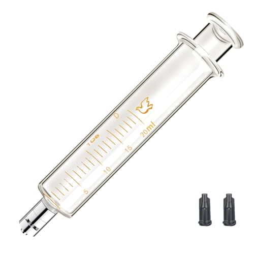 Gufastoe 1 Pack Glass Syringes with Caps 20ml for Laboratory