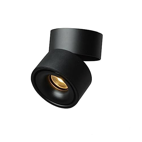 WOONEKY 7W Portable Adjustable Ceiling Downlight Warm Durable Round Spotlight for Home Lighting Easy Installation for Ceiling Wall Use Modern Black Finish