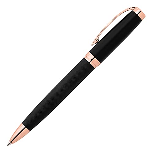 Cerruti Bolígrafo 1881 Myth De Latón En Color Negro Y Oro Rosa, Color De Escritura Negro, Longitud: 14,4 Cm, Nsy1454E