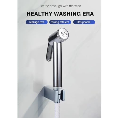 Image of Handheld Bidet Sprayer | Chrome Finish Health Faucet | Ergonomic Jet Spray Gun (1 Piece) | Durable ABS Material, Leakproof, Easy DIY Installation | Toilet, Bathroom & Personal Hygiene