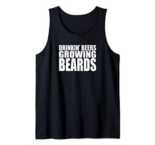DRINKING BEERS GROWING BEARDS Funny Party Drinking Tank Top