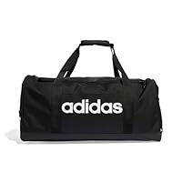 adidas Unisex - Adulto Essentials Linear Duffel Bag, Black/Black/White, M