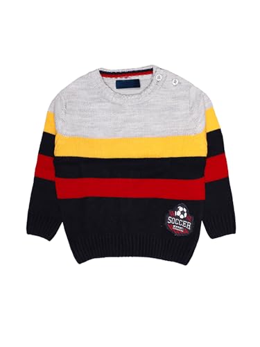 Image of CHKOKKO Boys Woolen Round Neck Sweaters Winter Sweatshirts Grey Navy 12Months-18Months