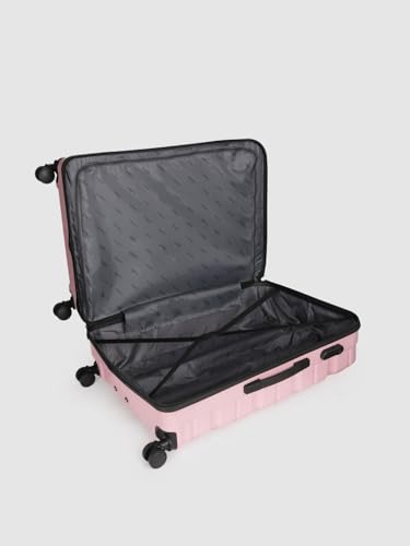 Image of Teakwood Unisex Trolley Bag for Travel, Hard Cabin Trolley Suitcase Bag, Numver Lock System 360 Degree 8 Rotating Wheels | Set of 3 (55, 65, 76 CM, Rose)