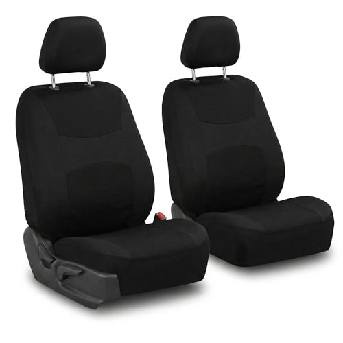 Image of FH Group Universal Car Seat Covers Front Set for SUV Truck Sedan Vans | Waterproof All-Purpose Cloth Seat Cover Set Airbag Compatible Washable Split Bench Protector Interior Upgrade - Black