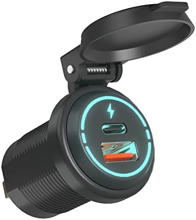 Linkstyle Salida USB Para RV, Doble 18 W QC3.0 Y 30 W PD USB C, Panel De Enchufe De Carga Con Botón De Encendido/apagado Para Coche De 12 V/24 V Y Barco