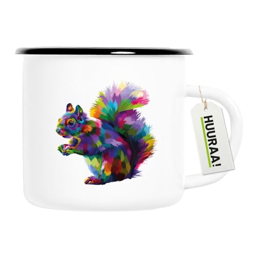Huuraa tasse en émail Écureuil Tasse à café cadeau vintage 300 ml Écureuil Présent