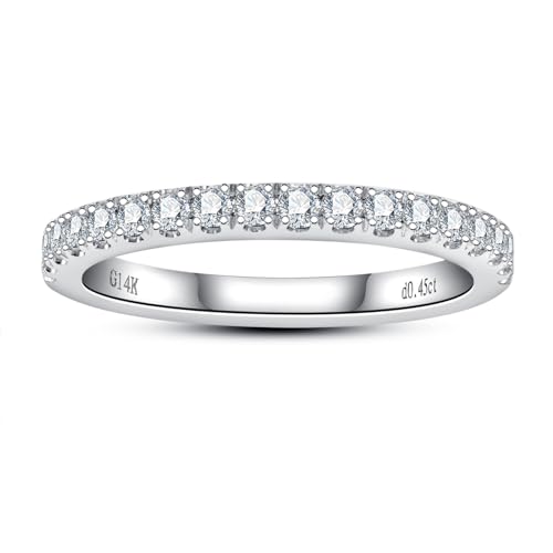 Lab Grown Diamond Eternity Ring for Women, 14K Solid White Gold, 0.45 Carats, D Color and VVS Clarity