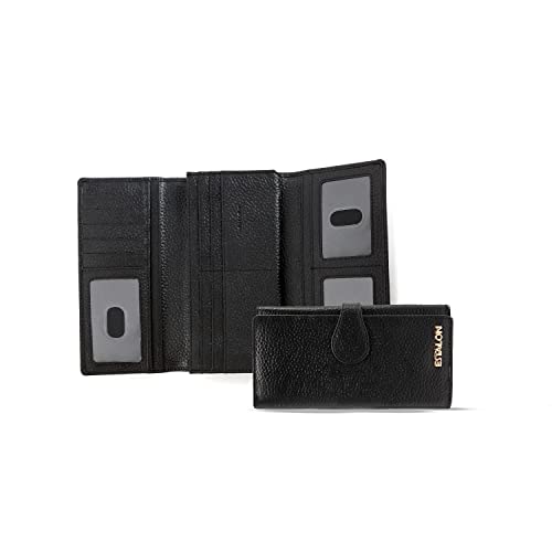 ESTALON Real Leather Wallets for Women RFID - Long Wallet Women's Ladies Clutch Zipper Pocket Multi Credit Card Case Holder Girls