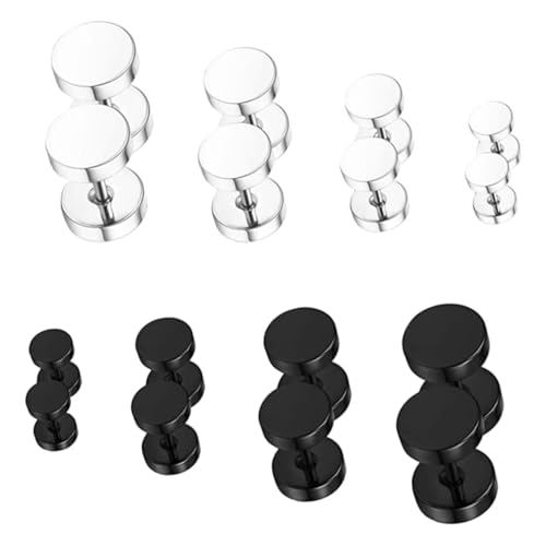 Homoyoyo 8Pares Pendientes De Redondos De Inoxidable Negro Para Hombre Decoraciones Unisex