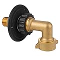 RV City Water Inlet with 90-Degree Lead-Free Brass Elbow, 3/4 NH Female to 1/2 NPT Male Connection, Ideal RV Water Fill Replacement Flange