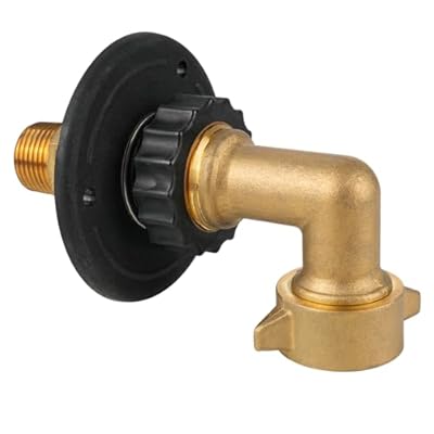 RV City Water Inlet with 90-Degree Lead-Free Brass Elbow, 3/4 NH Female to 1/2 NPT Male Connection, Ideal RV Water Fill Replacement Flange