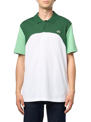 Lacoste Men's Regular Fit L.12.12 Colorblock Polo Shirt, White, Green, & Liamone, X-Large