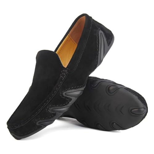 Aimery Mens Breathable Leather Casual Slip-On Loafers Summer Soft&Non-Slip Flats Driving Walking Shoes Fashion Penny Loafers