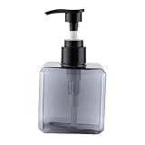 TUXCAXI Dispenser da banco in flacone di vetro con pompa per liquidi, eleganti e semplici, per shampoo, lozione o sapone liquido nei bagni moderni, flacone, 250ml Grigio