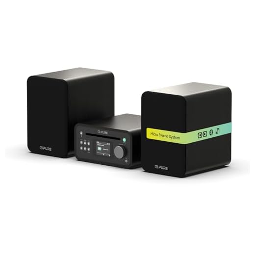 Pure Classic Stereo Mini Mikro HiFi Anlage mit CD-Player DAB+ Radio Bluetooth 5.3 USB AUX Kopfhöreranschluss Fernbedienung 40 W Stereo Holzoptik – Schwarz