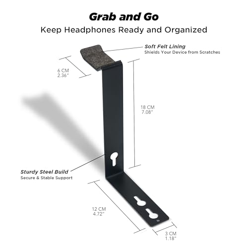 Image of ULTRARM Moodular Headphone Stand Add-On for Slide Rails, Do Not Use Alone | Accessory Only, Dedicated Headphone Spot, Ergonomic & Accessible, Strong & Durable, Sleek & Minimalist, Black, MSA-HS