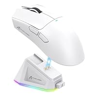 Mouse Gamer ATTACK SHARK X11 Sem Fio - Base RGB Recarregável, 22.000 DPI, Sensor Óptico, 5 Botões Programáveis, Conexão Tri-Mode para PC/Mac (Branco)